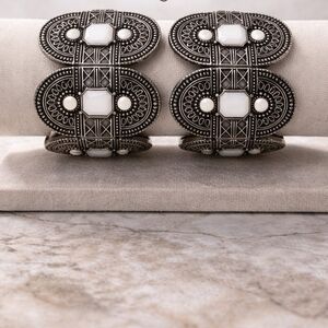 Silver and White Statement Cuff Bracelets
